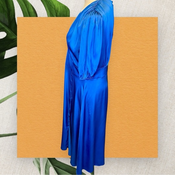 NWT Alexia Admor ‘Nola’ Puff Sleeve Fit & Flare Dress in “Lapis” Blue Size 10 - Picture 7 of 16